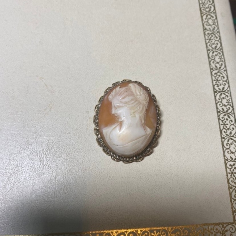 Antique Left Facing Cameo Pendant Brooch
